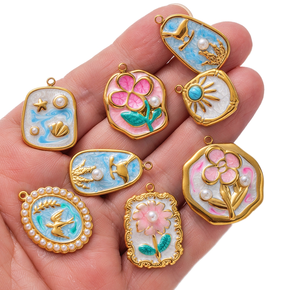 2pcs Gold Stainless Steel Enam - Embellishment Crafts incelemesi ve fiyatı