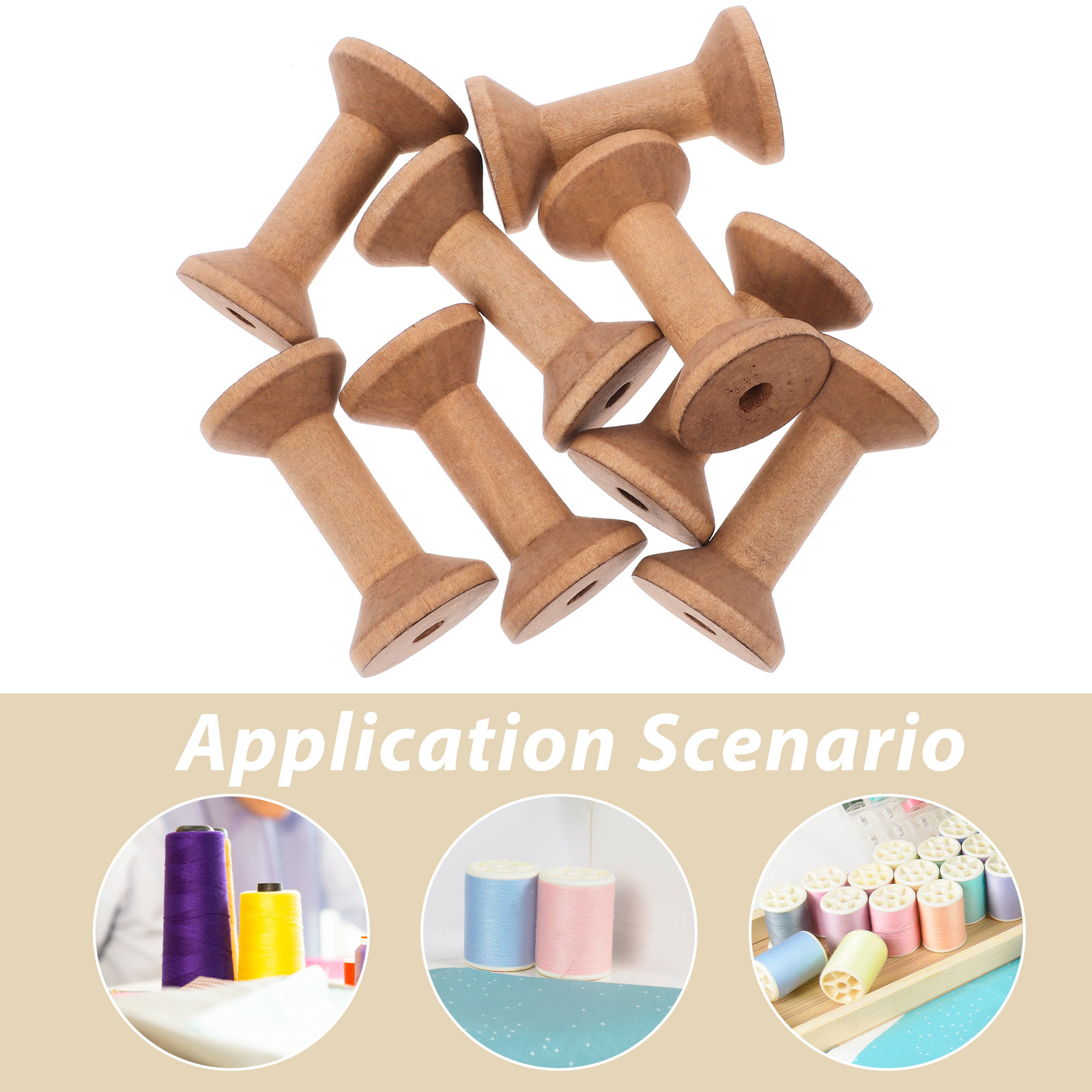 8Pcs Barrel Shaped Wooden Spoo - Embroidery Craft incelemesi ve fiyatı