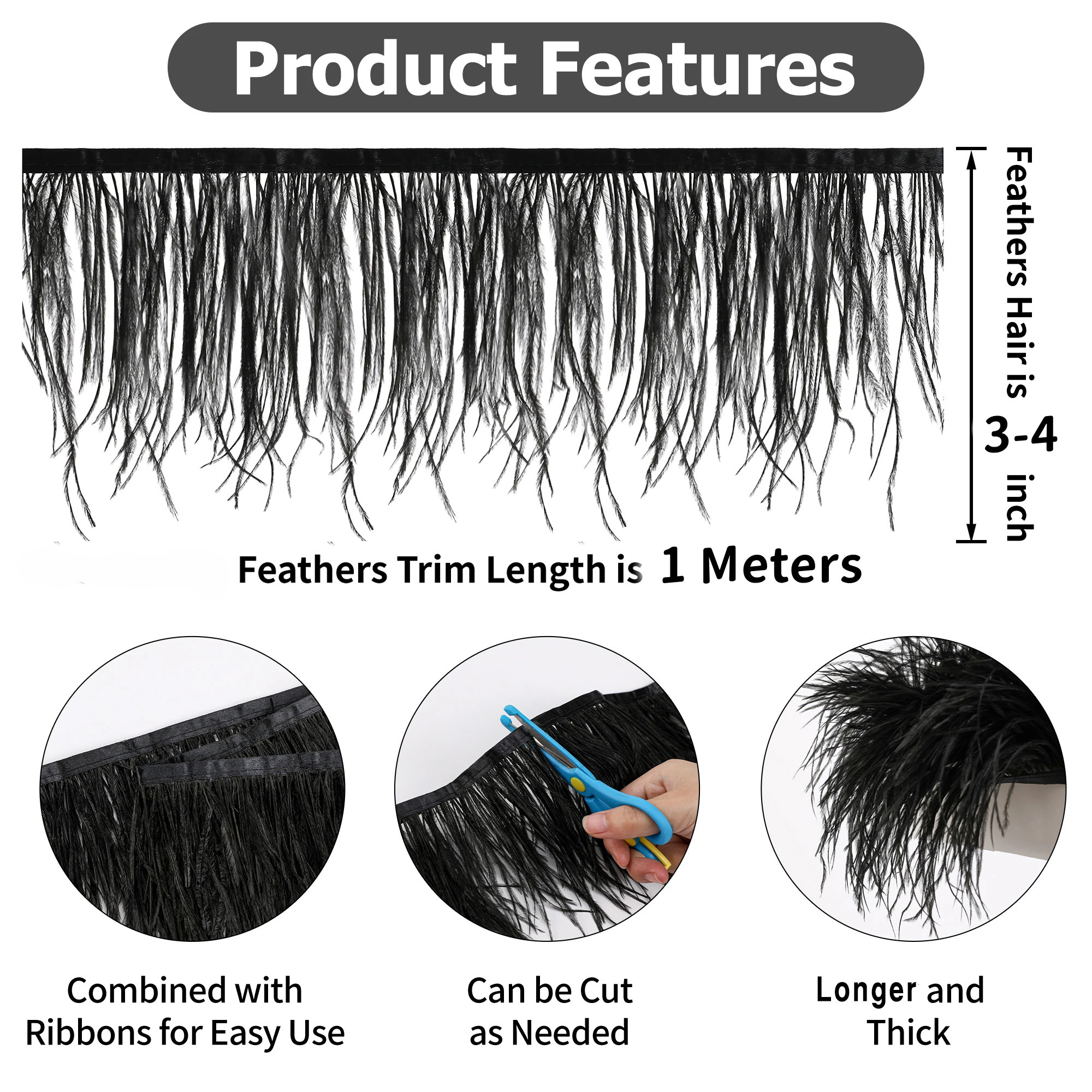 100CM Natural ostrich Feather  - Feather Trim Marabou incelemesi ve fiyatı