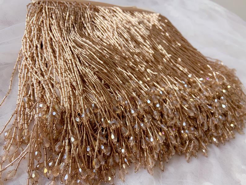 1 Yard Green Bead Fringe Tasse - Beaded Trim Fringe incelemesi ve fiyatı