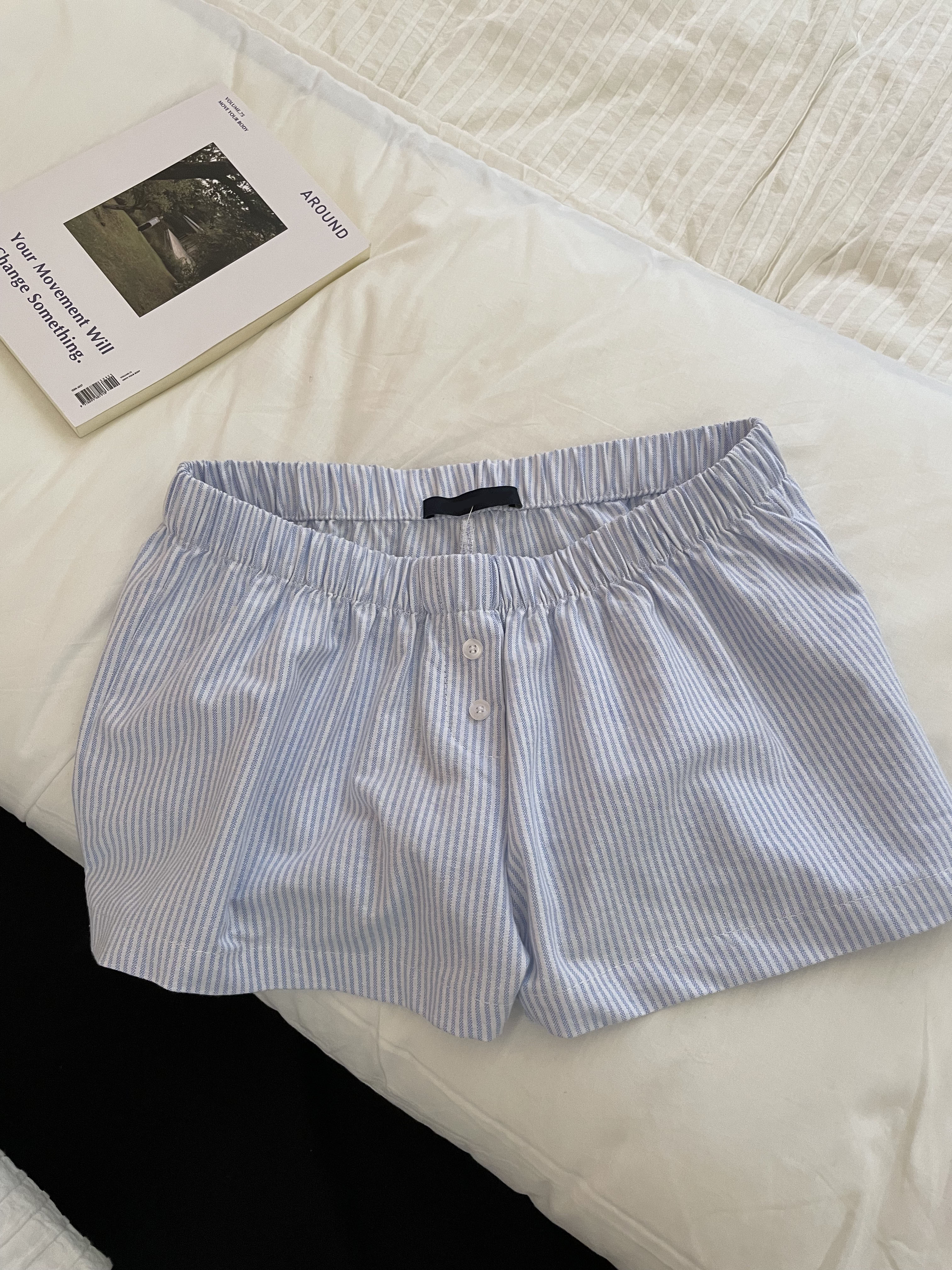 Blue Striped Shorts 2 Piece Se - Elastic Lace Trim incelemesi ve fiyatı