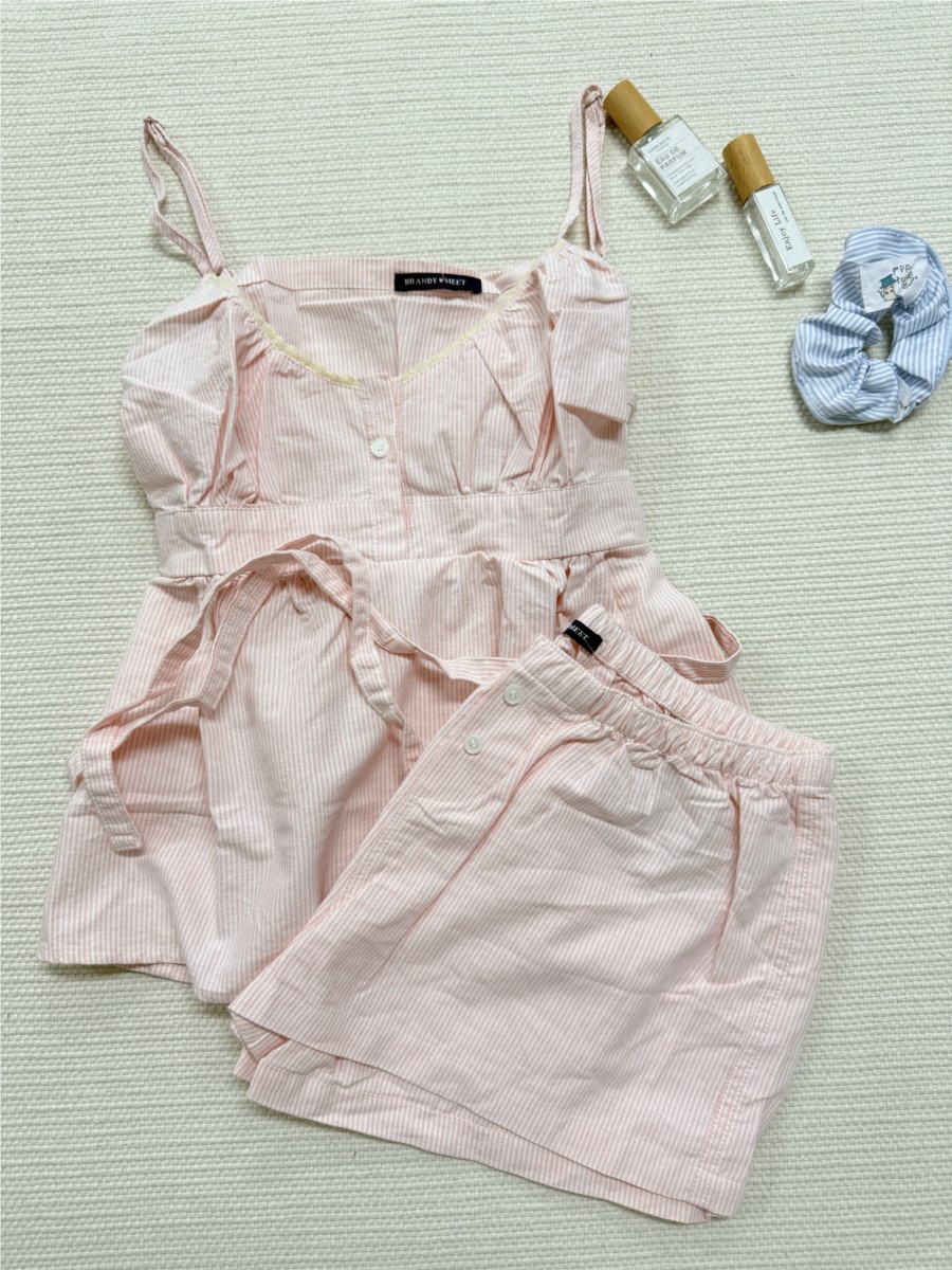 Pink Striped Lace Trim Tank Sh - Elastic Lace Trim incelemesi ve fiyatı