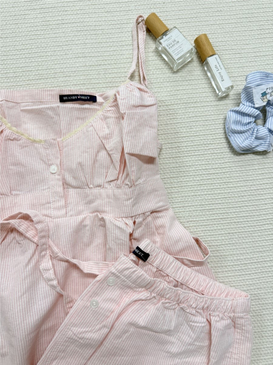 Pink Striped Lace Trim Tank Sh - Elastic Lace Trim incelemesi ve fiyatı