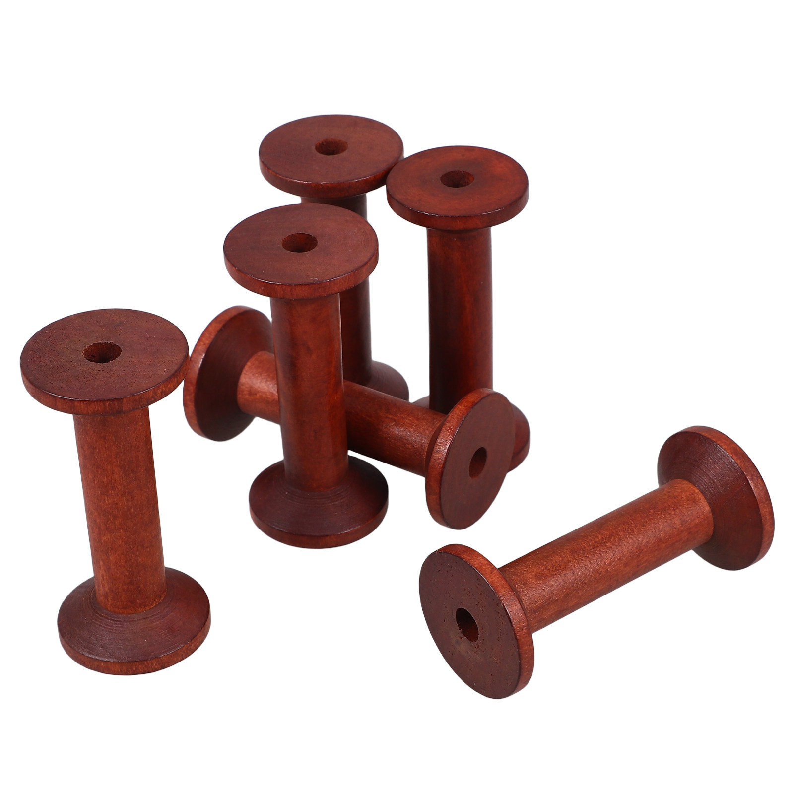 6Pcs Smooth Wood Thread Spools - Embroidery Craft incelemesi ve fiyatı