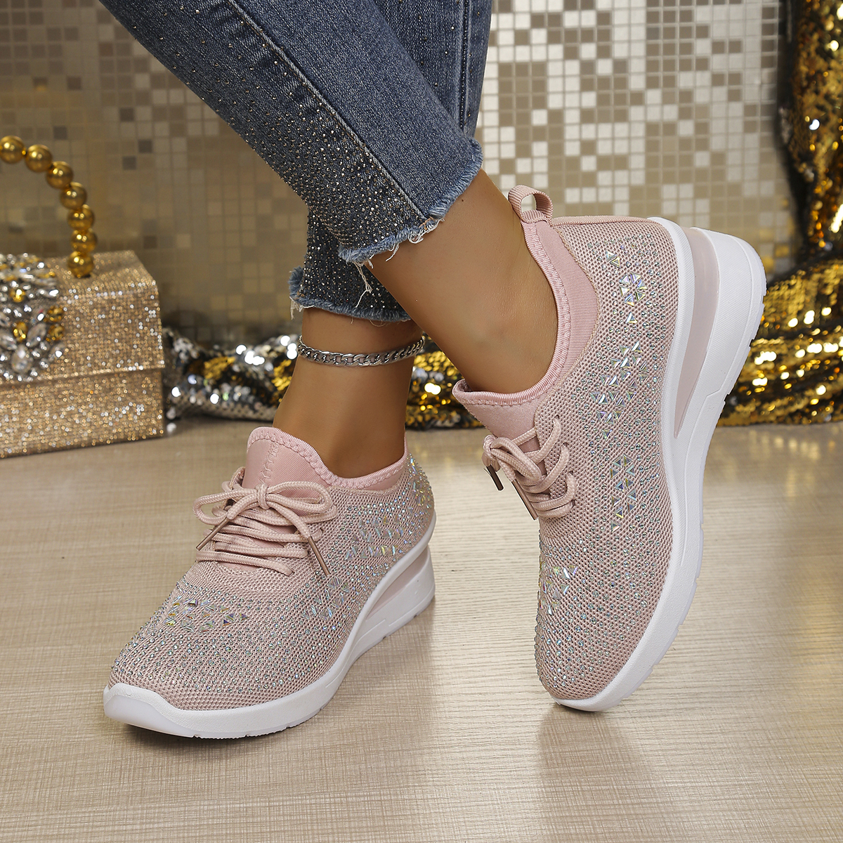 Glitter Rhinestone Knit Mesh W - Crystal Mesh Fabric incelemesi ve fiyatı