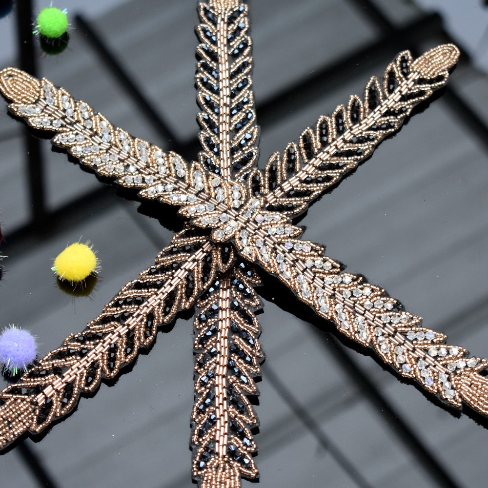 Long leaves leaf handmade appl - Beaded Trim Fringe incelemesi ve fiyatı