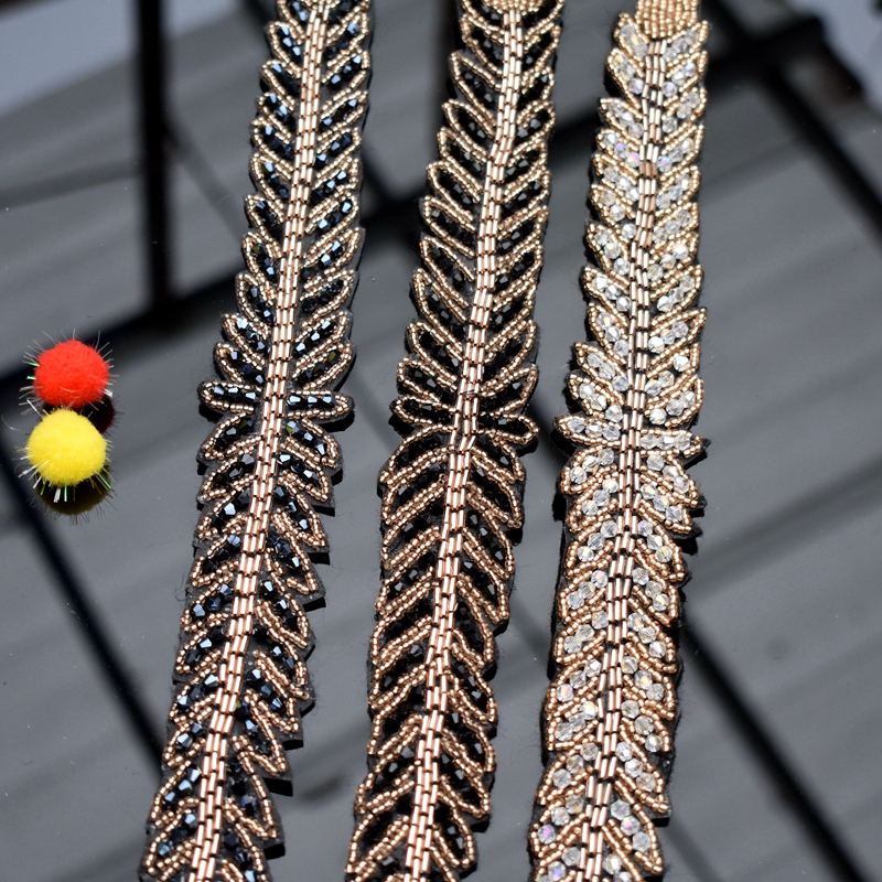 Long leaves leaf handmade appl - Beaded Trim Fringe incelemesi ve fiyatı