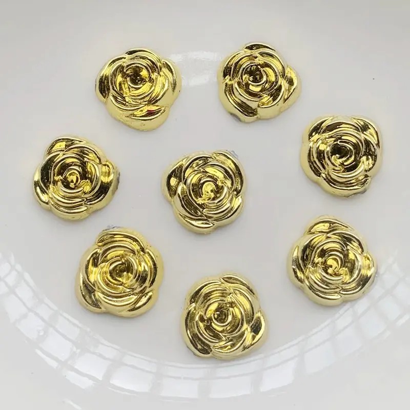 40pcs 14mm Gold Rose Flowers R - Embellishment Glue Craft incelemesi ve fiyatı