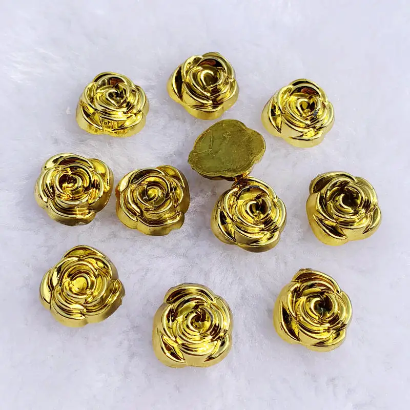 40pcs 14mm Gold Rose Flowers R - Embellishment Glue Craft incelemesi ve fiyatı