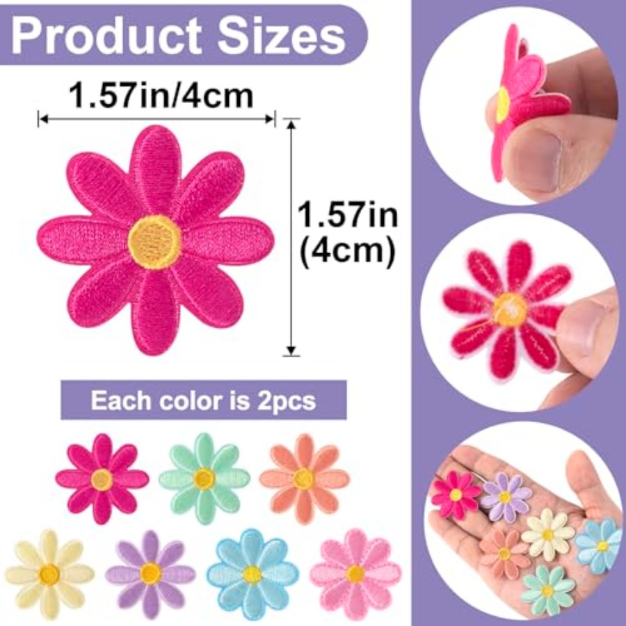 14 Pcs Flower Iron on Patches, - Applique Patch Flower incelemesi ve fiyatı
