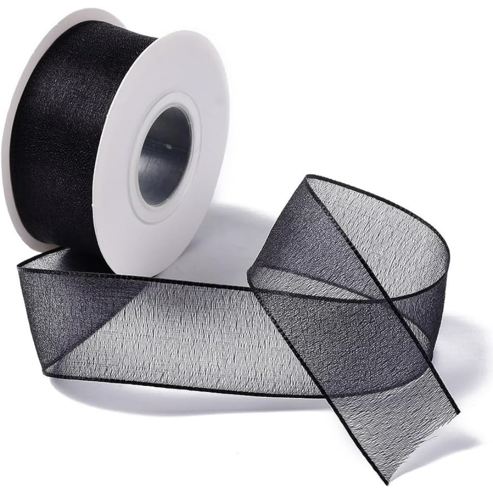1Inch Black Organza Ribbon Wir - Organza Ribbon Spool incelemesi ve fiyatı