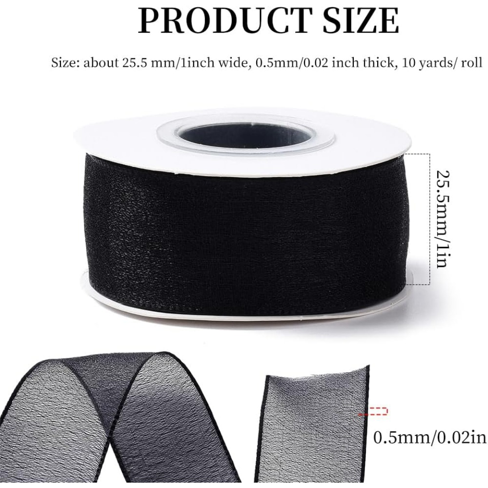 1Inch Black Organza Ribbon Wir - Organza Ribbon Spool incelemesi ve fiyatı