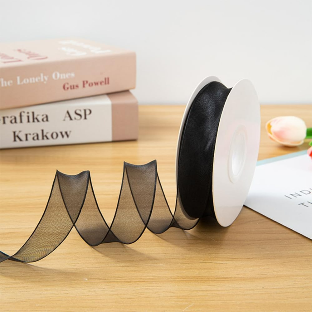 1Inch Black Organza Ribbon Wir - Organza Ribbon Spool incelemesi ve fiyatı