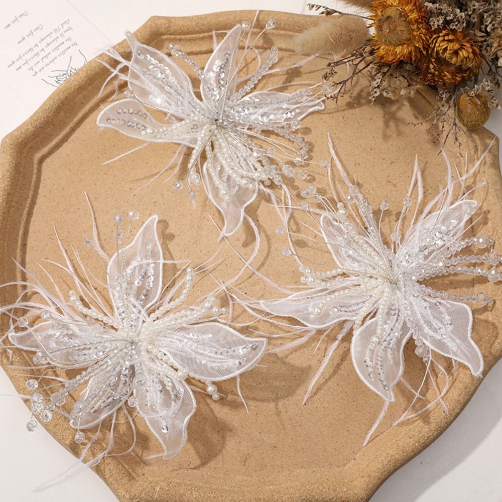 1PC Feather Pearl 3D Organza F - Applique Patch Flower incelemesi ve fiyatı