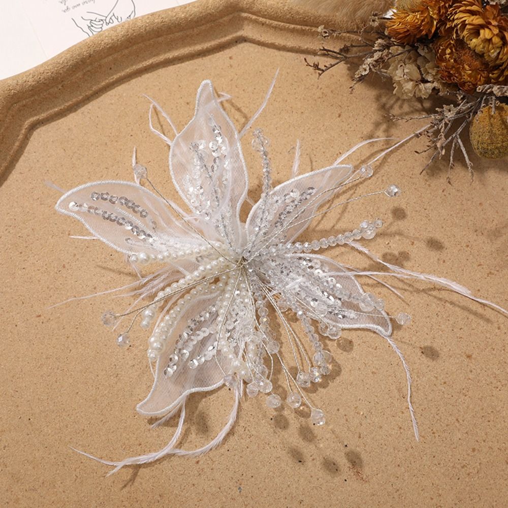 1PC Feather Pearl 3D Organza F - Applique Patch Flower incelemesi ve fiyatı