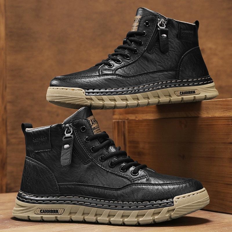 Men Leather High Top Ankle Boo - Guipure Lace Panel incelemesi ve fiyatı