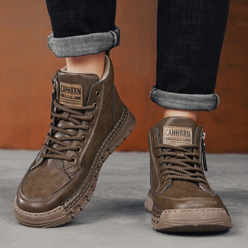 Men Leather High Top Ankle Boo - Guipure Lace Panel incelemesi ve fiyatı