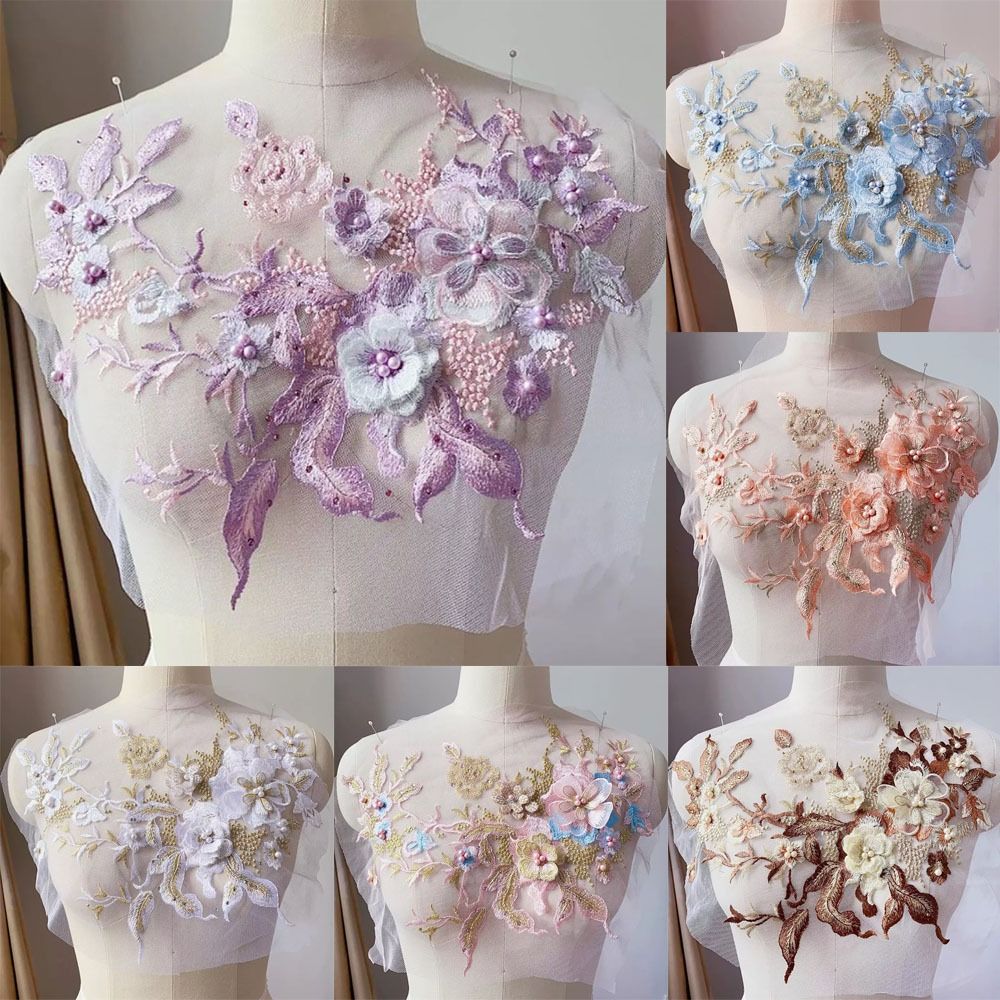 3D Flowers Beaded Lace Fabrics - Applique Patch Flower incelemesi ve fiyatı