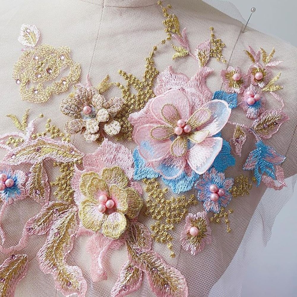 3D Flowers Beaded Lace Fabrics - Applique Patch Flower incelemesi ve fiyatı