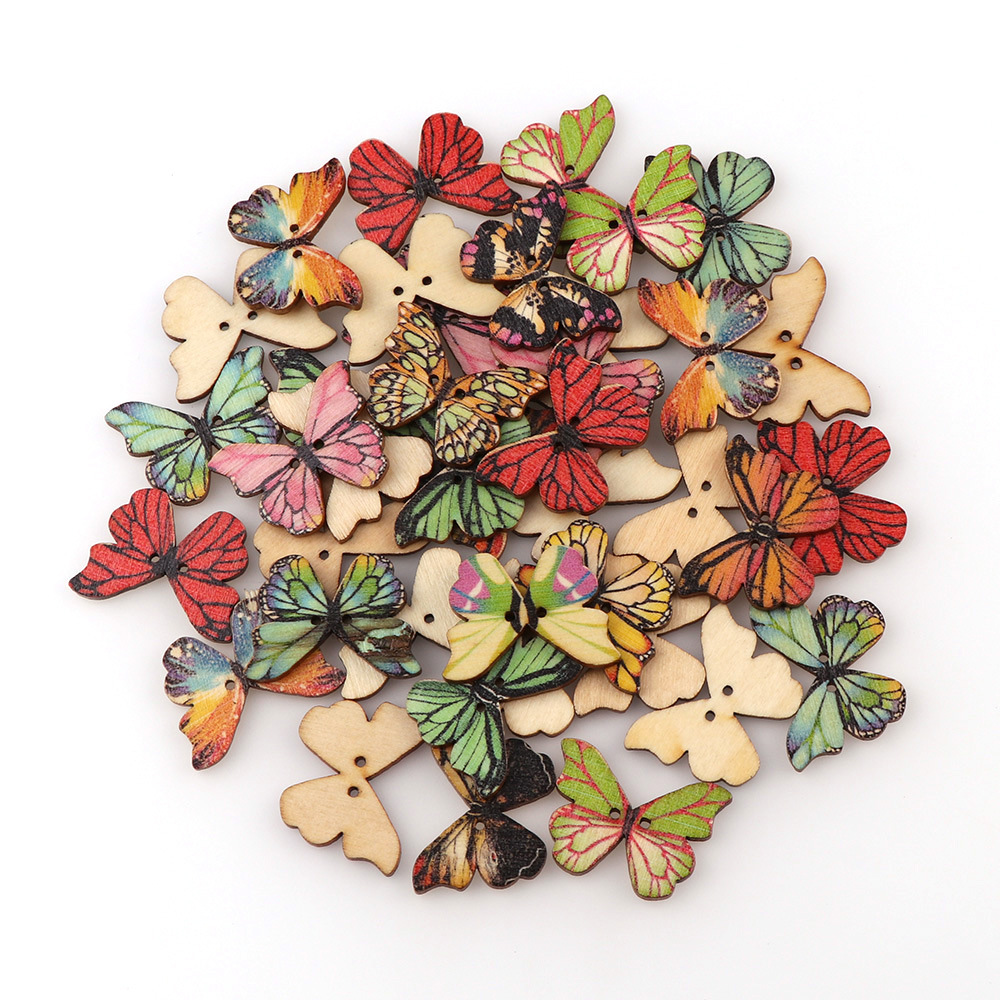 50pcs Butterfly wooden button  - Embellishments For Scrapbooking incelemesi ve fiyatı