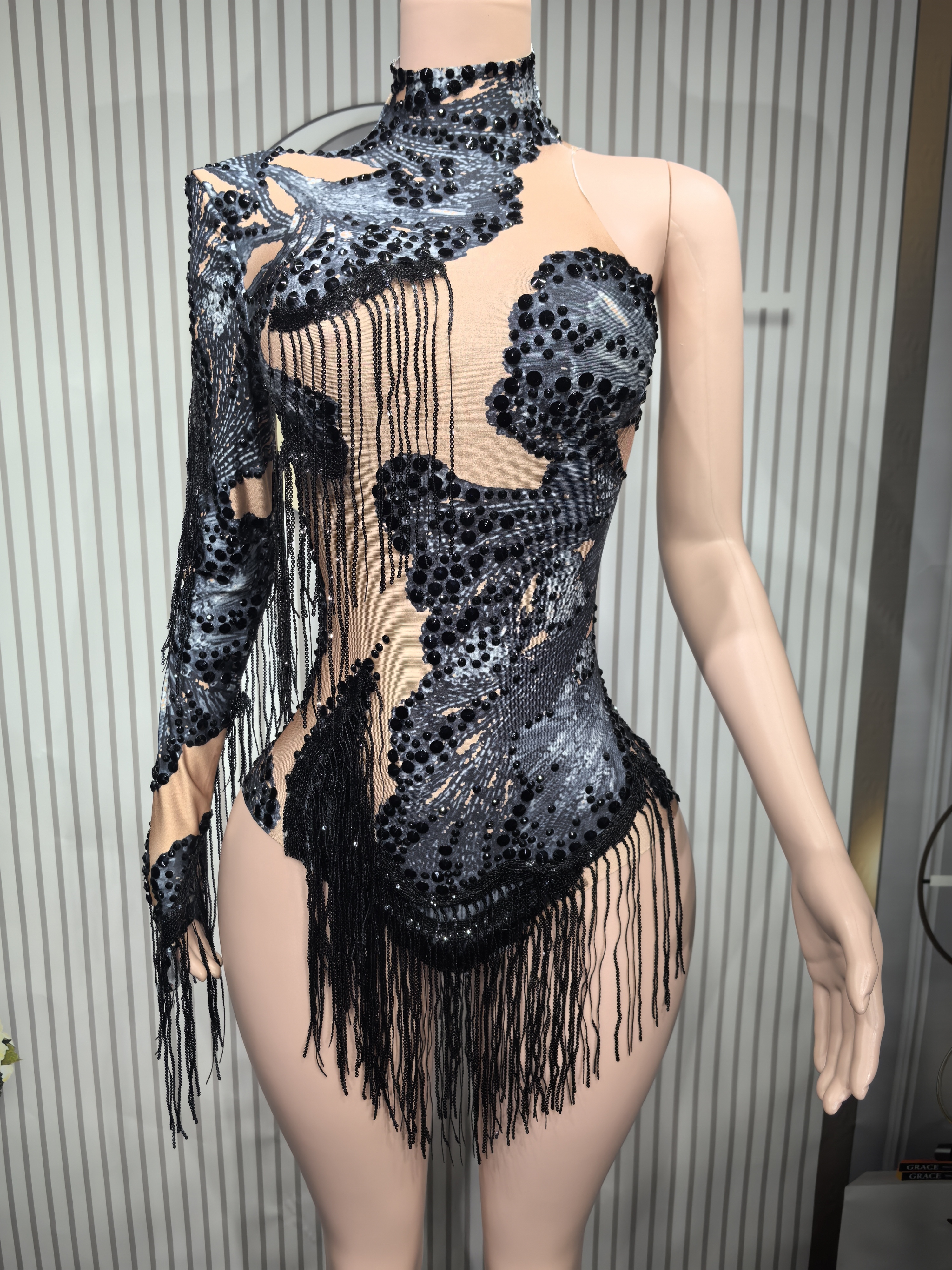Sexy Skinny Leotard Singer Dan - Rhinestone Banding Trim incelemesi ve fiyatı