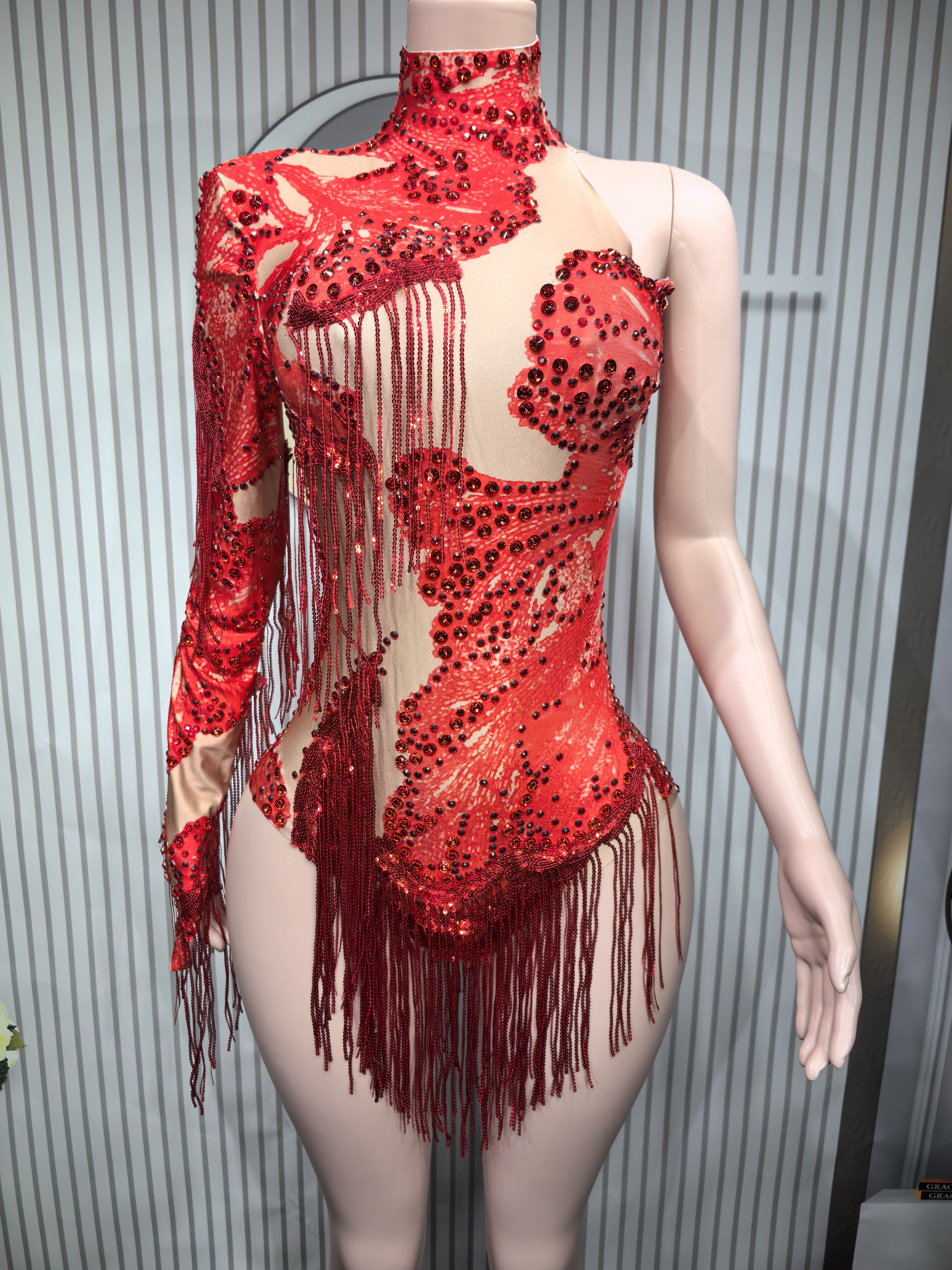 Sexy Skinny Leotard Singer Dan - Rhinestone Banding Trim incelemesi ve fiyatı