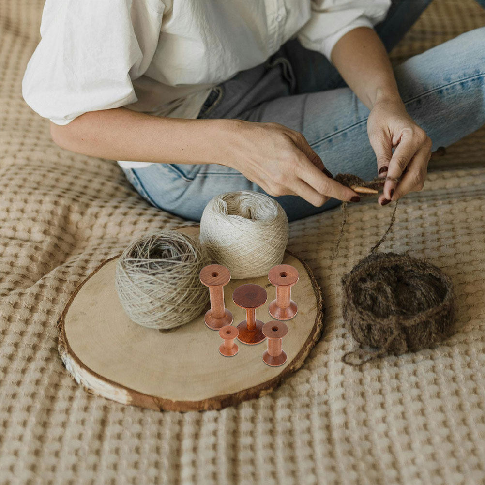7Pcs Wooden Spools Set Smooth  - Embroidery Craft incelemesi ve fiyatı