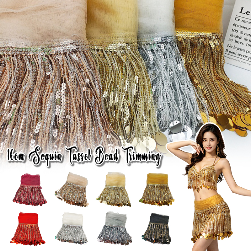10 Yards Sequins Tassel Lace T - Lace Ribbon Trim incelemesi ve fiyatı