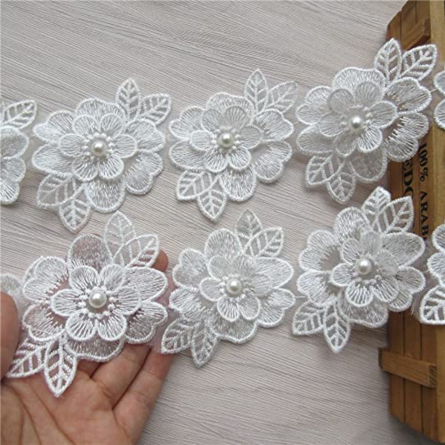 2 Yards 3D Flower Lace Trim Pe - Lace Ribbon Trim incelemesi ve fiyatı