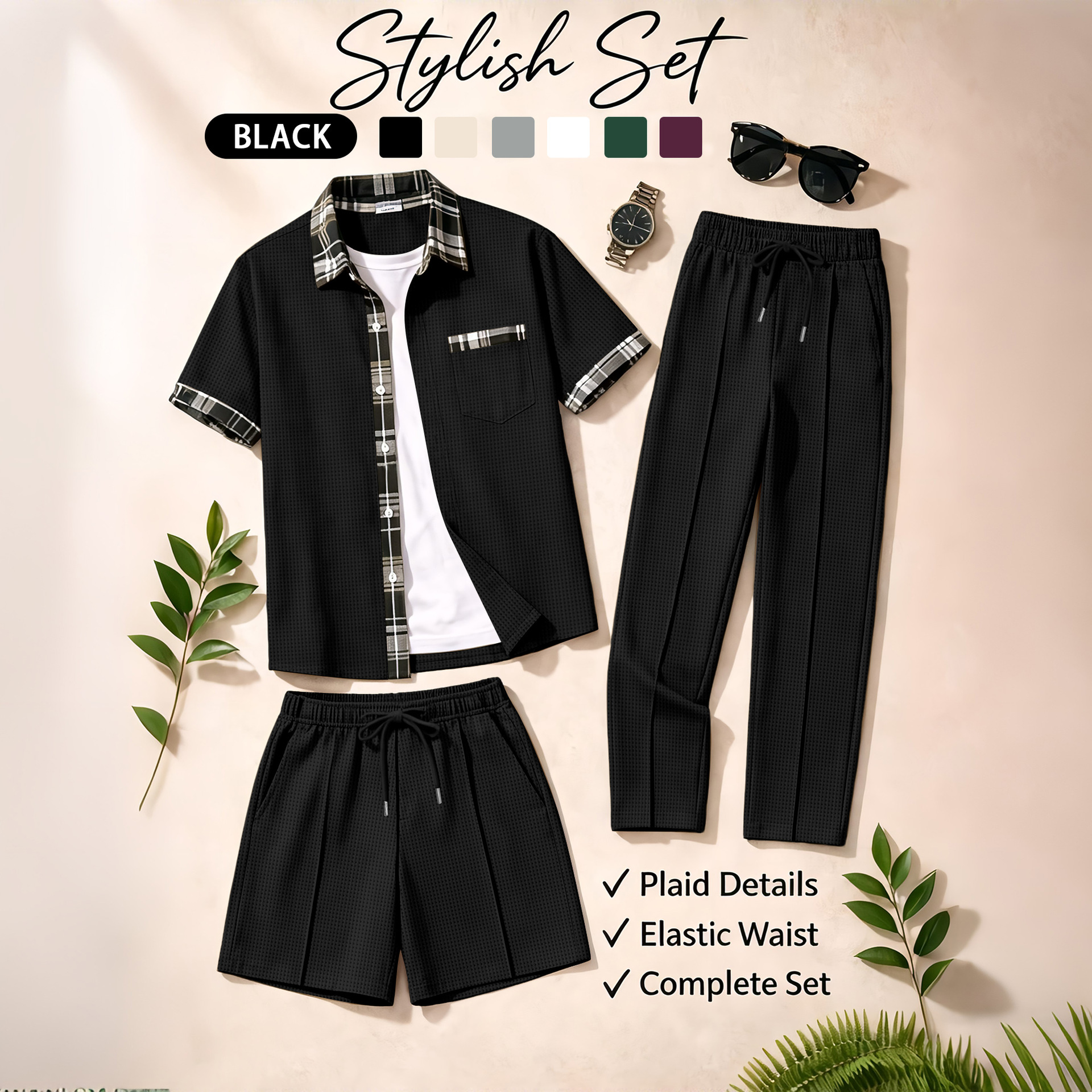 Men's 3 Piece Waffle Knit Trac - Embellish Knit incelemesi ve fiyatı