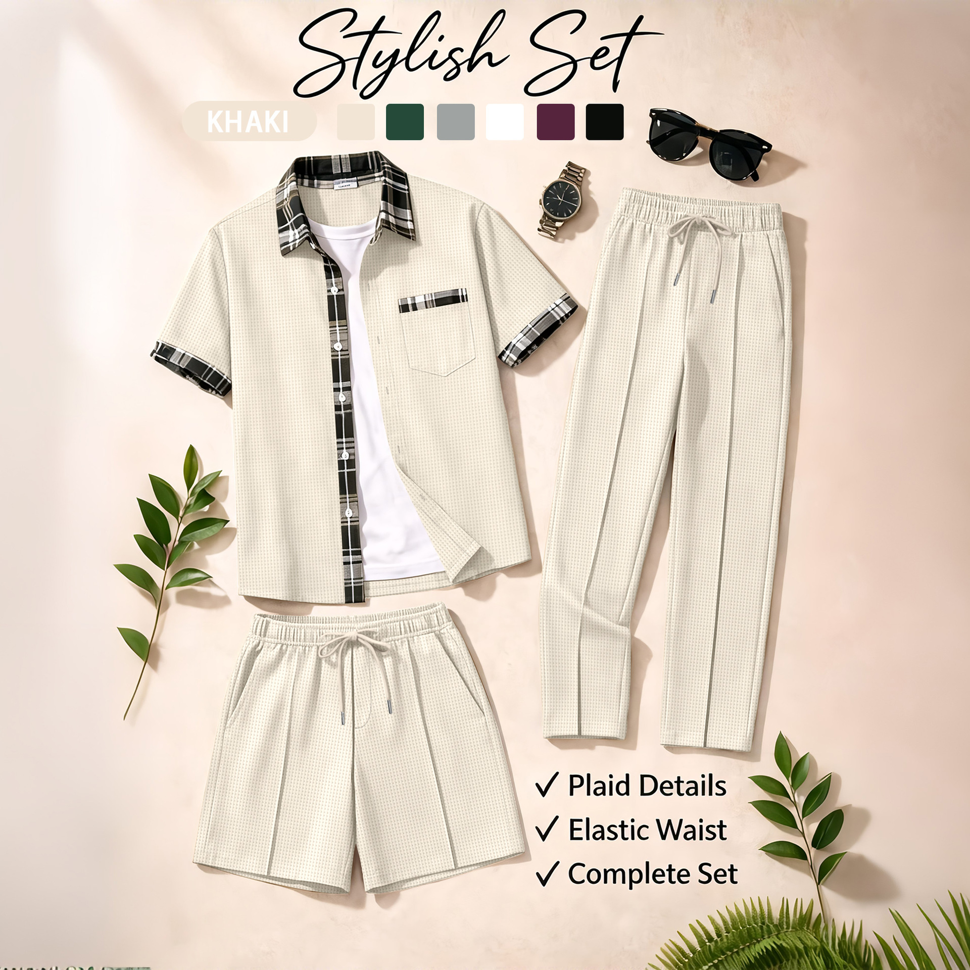 Men's 3 Piece Waffle Knit Trac - Embellish Knit incelemesi ve fiyatı