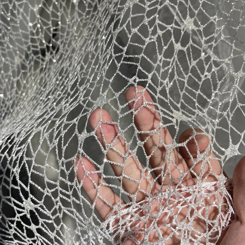 White Glitter Shiny Irregular  - Crystal Mesh Fabric incelemesi ve fiyatı