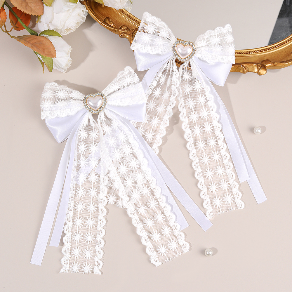 2Pcs Flower Lace Bow Hair Clip - Lace Ribbon Trim incelemesi ve fiyatı