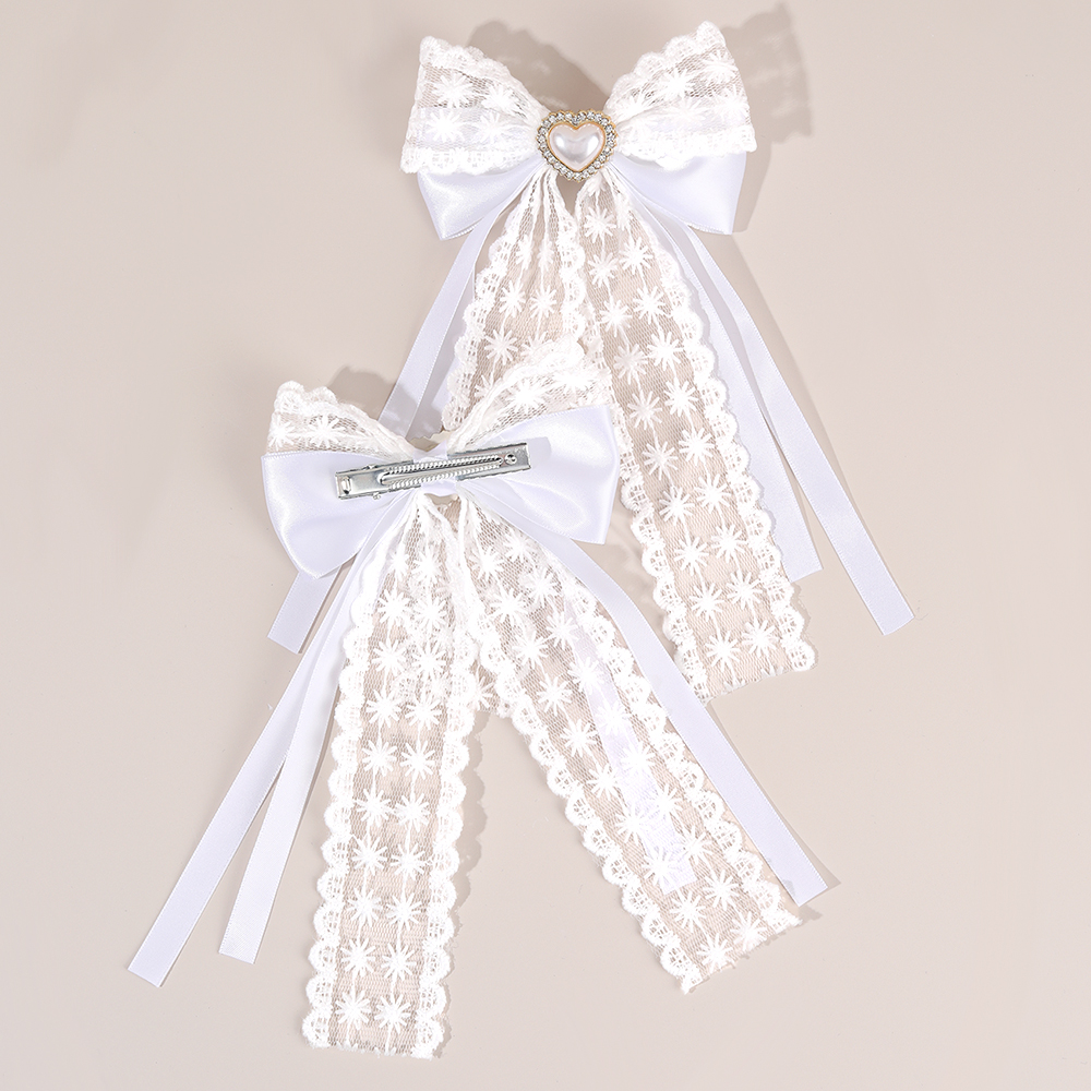 2Pcs Flower Lace Bow Hair Clip - Lace Ribbon Trim incelemesi ve fiyatı