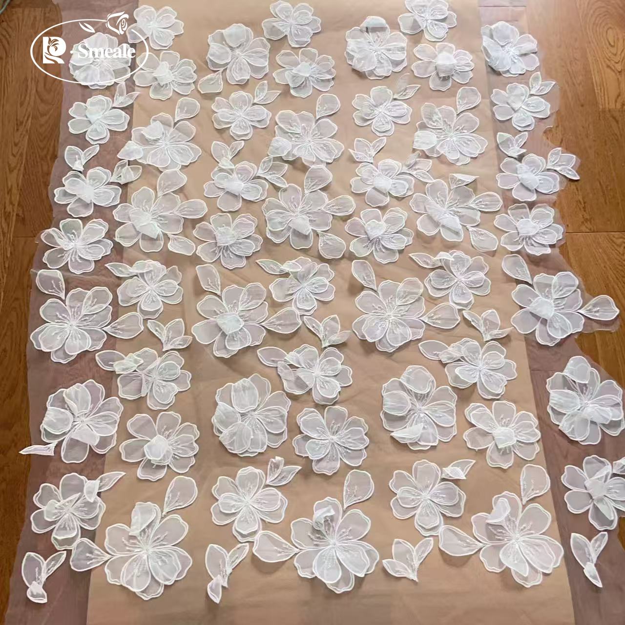 NEW  Large Flowers Beaded Sequ - Crystal Mesh Fabric incelemesi ve fiyatı