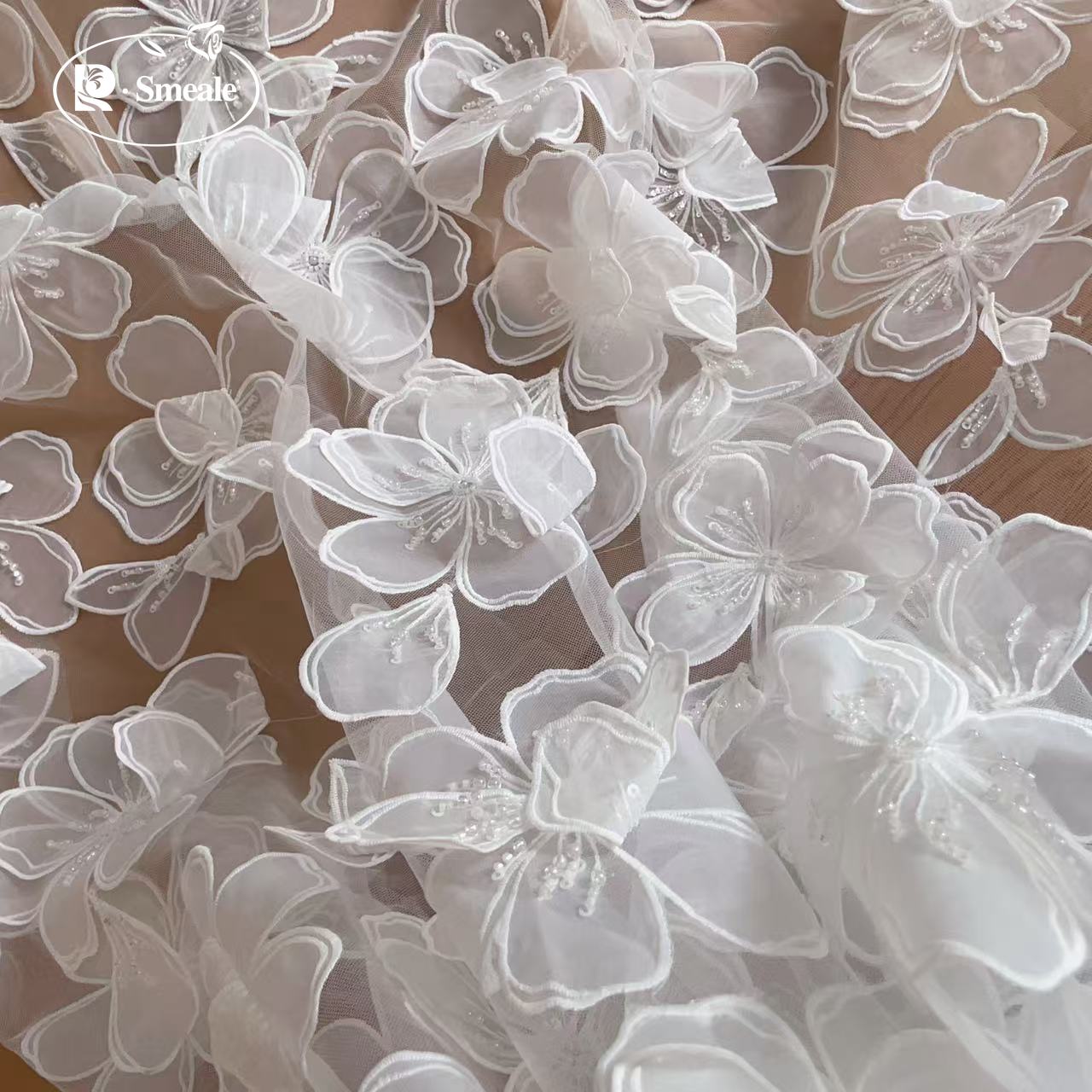 NEW  Large Flowers Beaded Sequ - Crystal Mesh Fabric incelemesi ve fiyatı