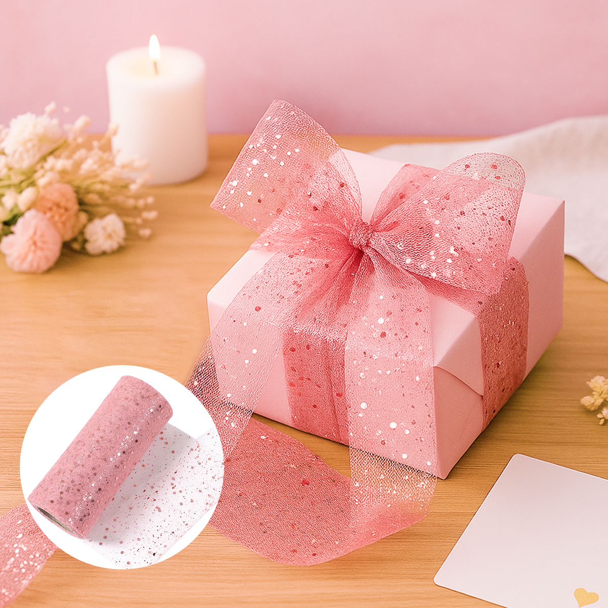 Glitter Tulle Rolls Birthday P - Organza Ribbon Spool incelemesi ve fiyatı
