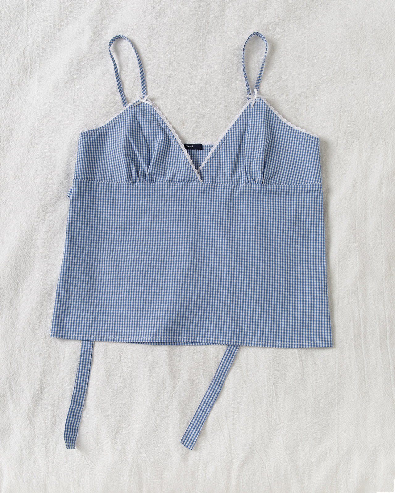 Blue Plaid Shorts 2 Piece Set  - Elastic Lace Trim incelemesi ve fiyatı