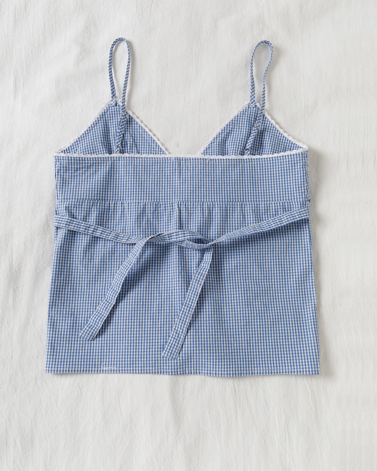 Blue Plaid Shorts 2 Piece Set  - Elastic Lace Trim incelemesi ve fiyatı