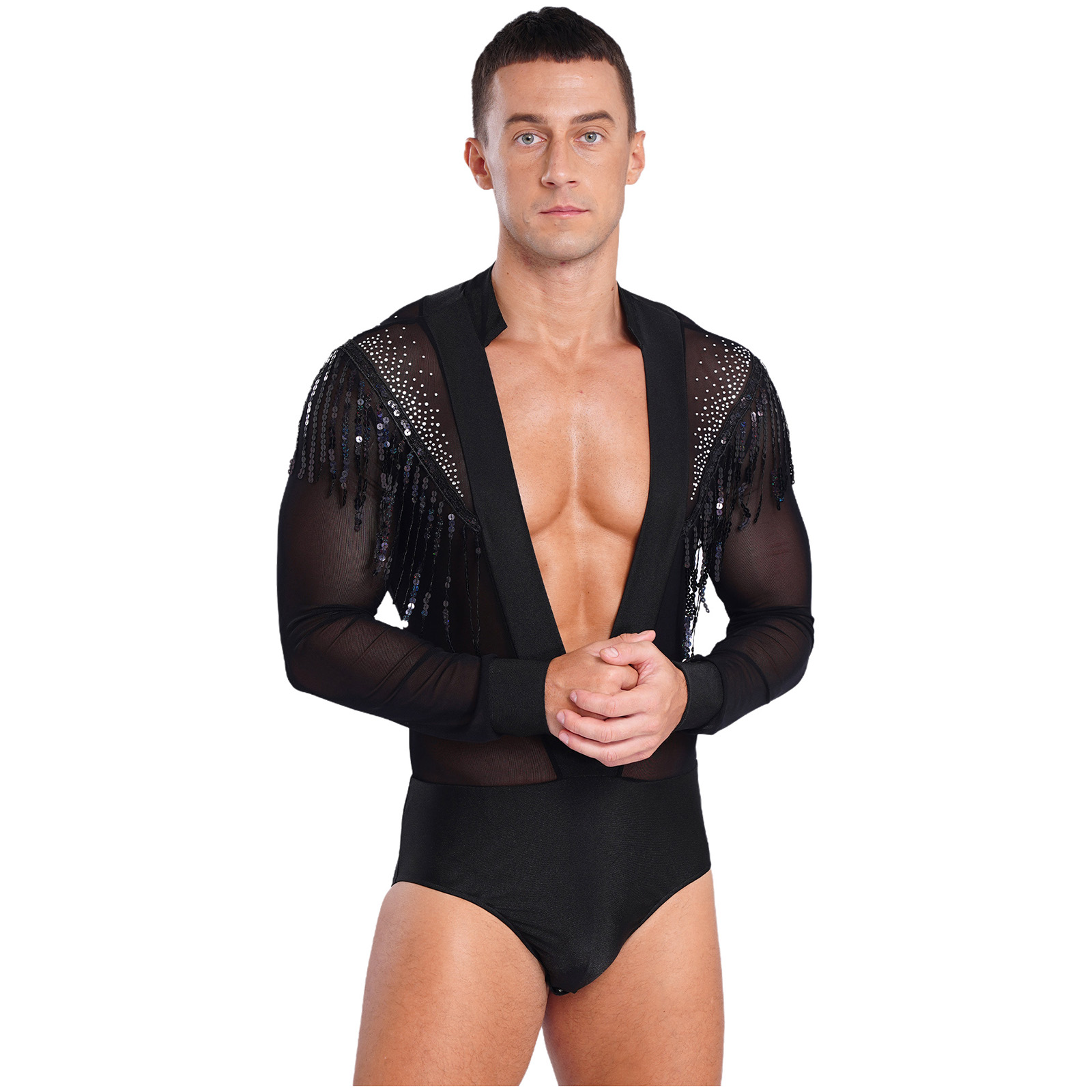 Mens Latin Salsa Dance Perform - Rhinestone Banding Trim incelemesi ve fiyatı