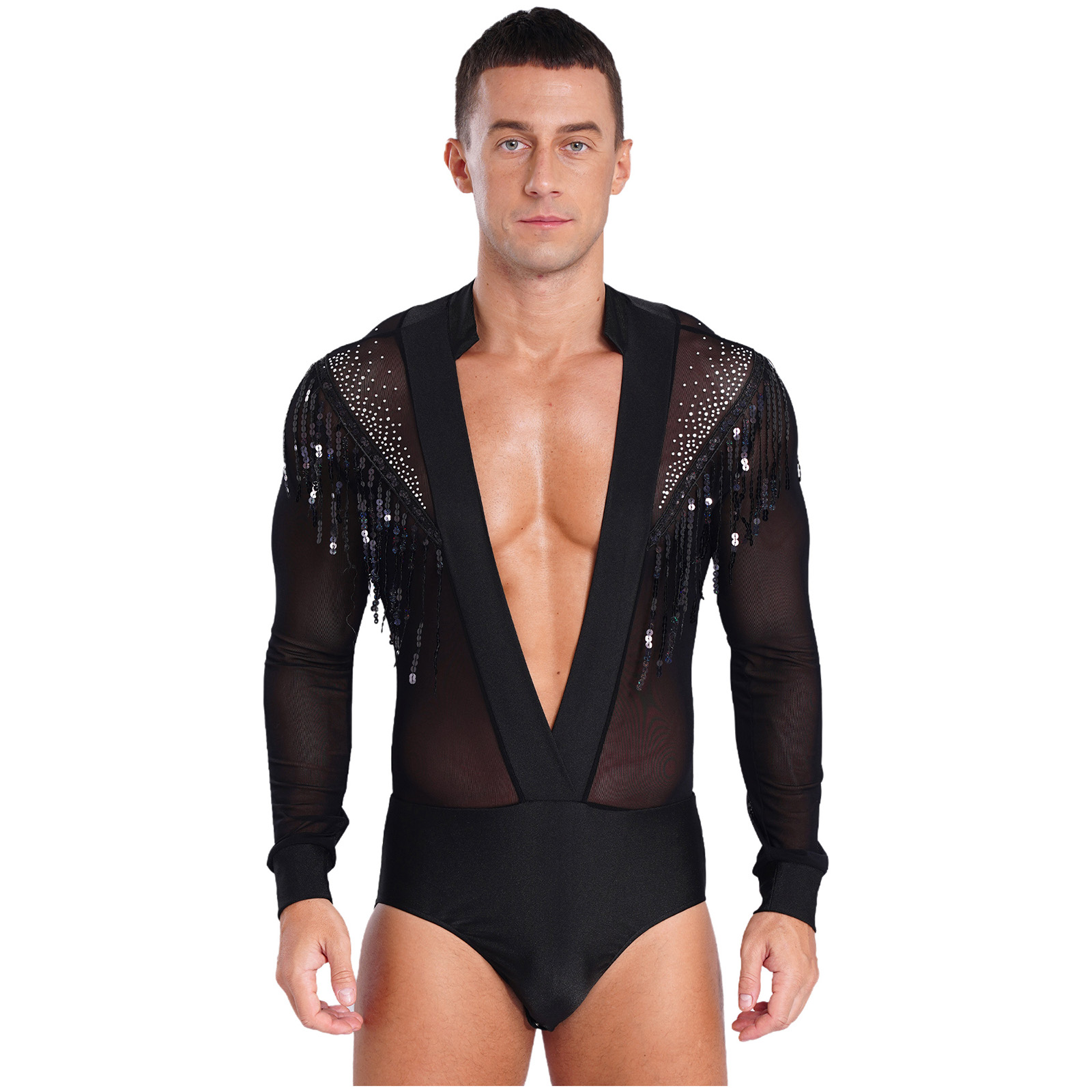 Mens Latin Salsa Dance Perform - Rhinestone Banding Trim incelemesi ve fiyatı