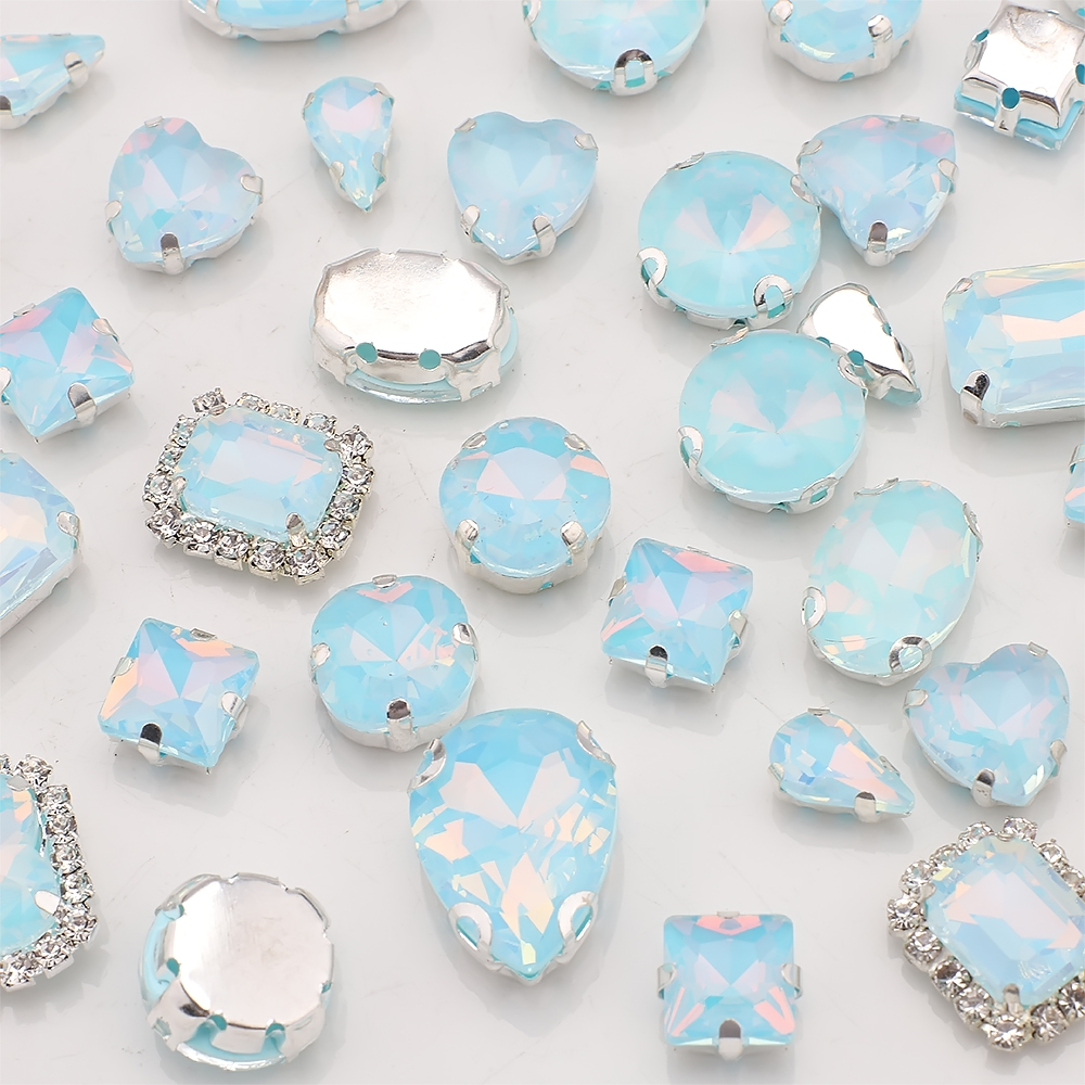 40pcs/bag Mix Shape Opal Glass - Sew On Rhinestone incelemesi ve fiyatı