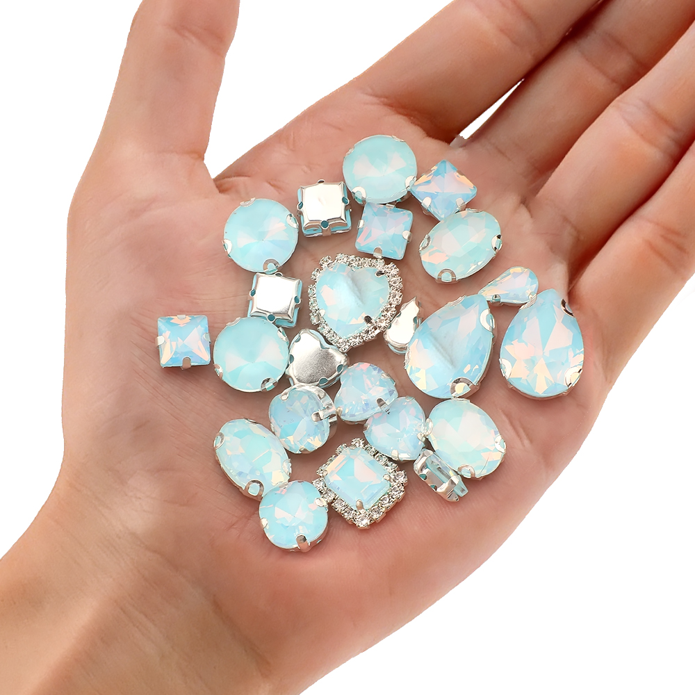 40pcs/bag Mix Shape Opal Glass - Sew On Rhinestone incelemesi ve fiyatı