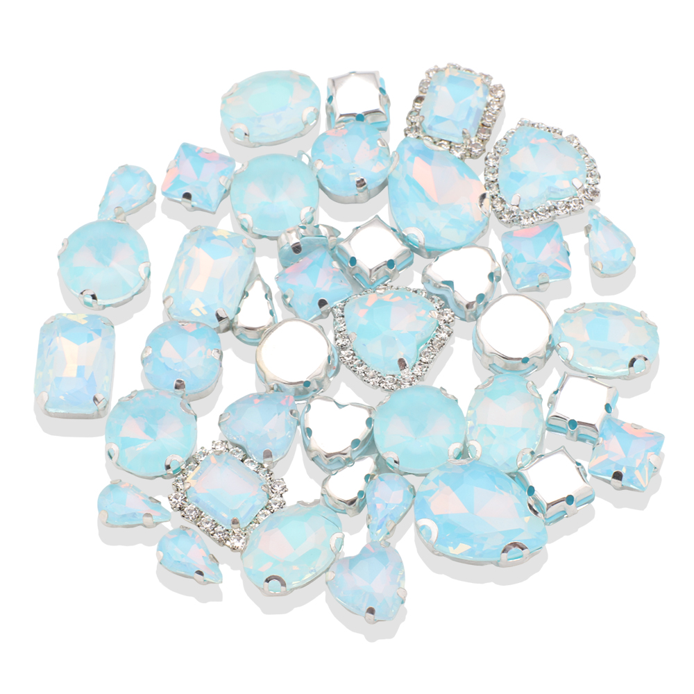 40pcs/bag Mix Shape Opal Glass - Sew On Rhinestone incelemesi ve fiyatı