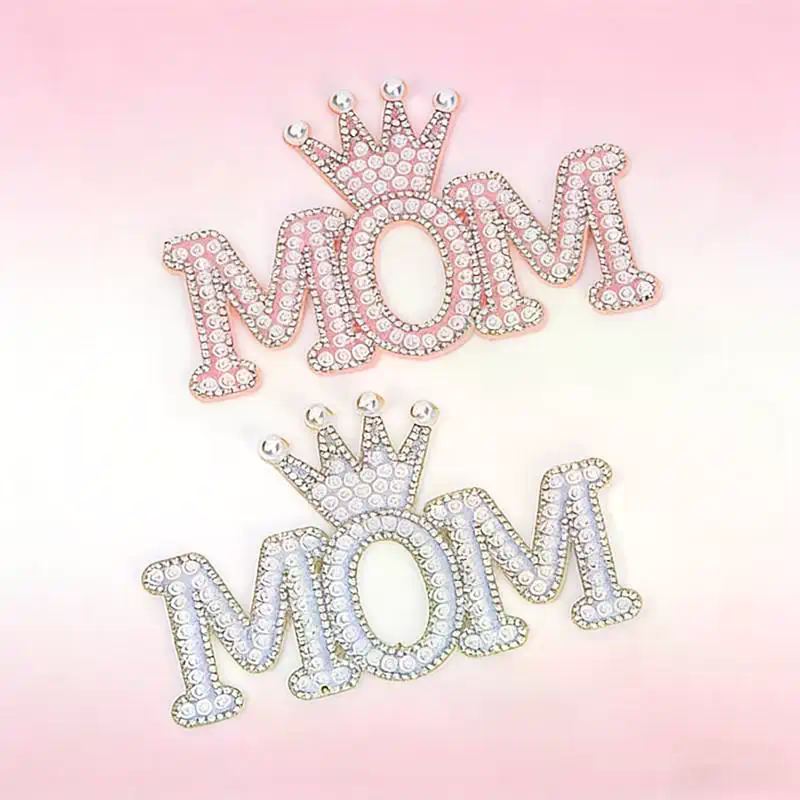 1PC Pearl Crown Mom Letter Pat - Sew On Rhinestone incelemesi ve fiyatı