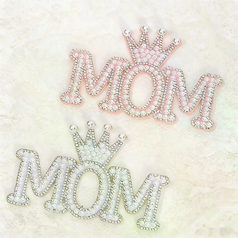 1PC Pearl Crown Mom Letter Pat - Sew On Rhinestone incelemesi ve fiyatı