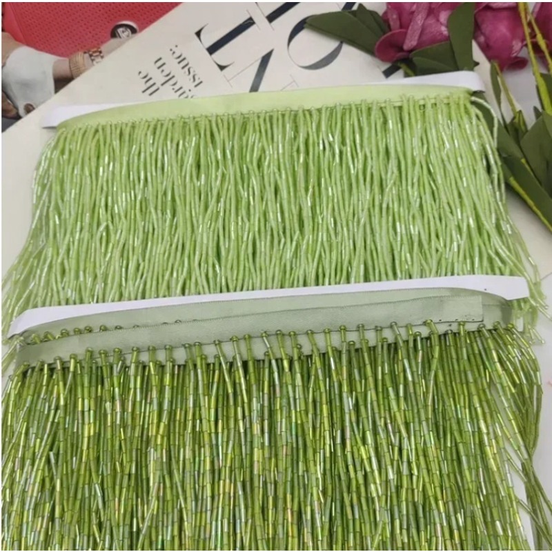 10CM Silver Red Bead Tube Tass - Beaded Trim Fringe incelemesi ve fiyatı