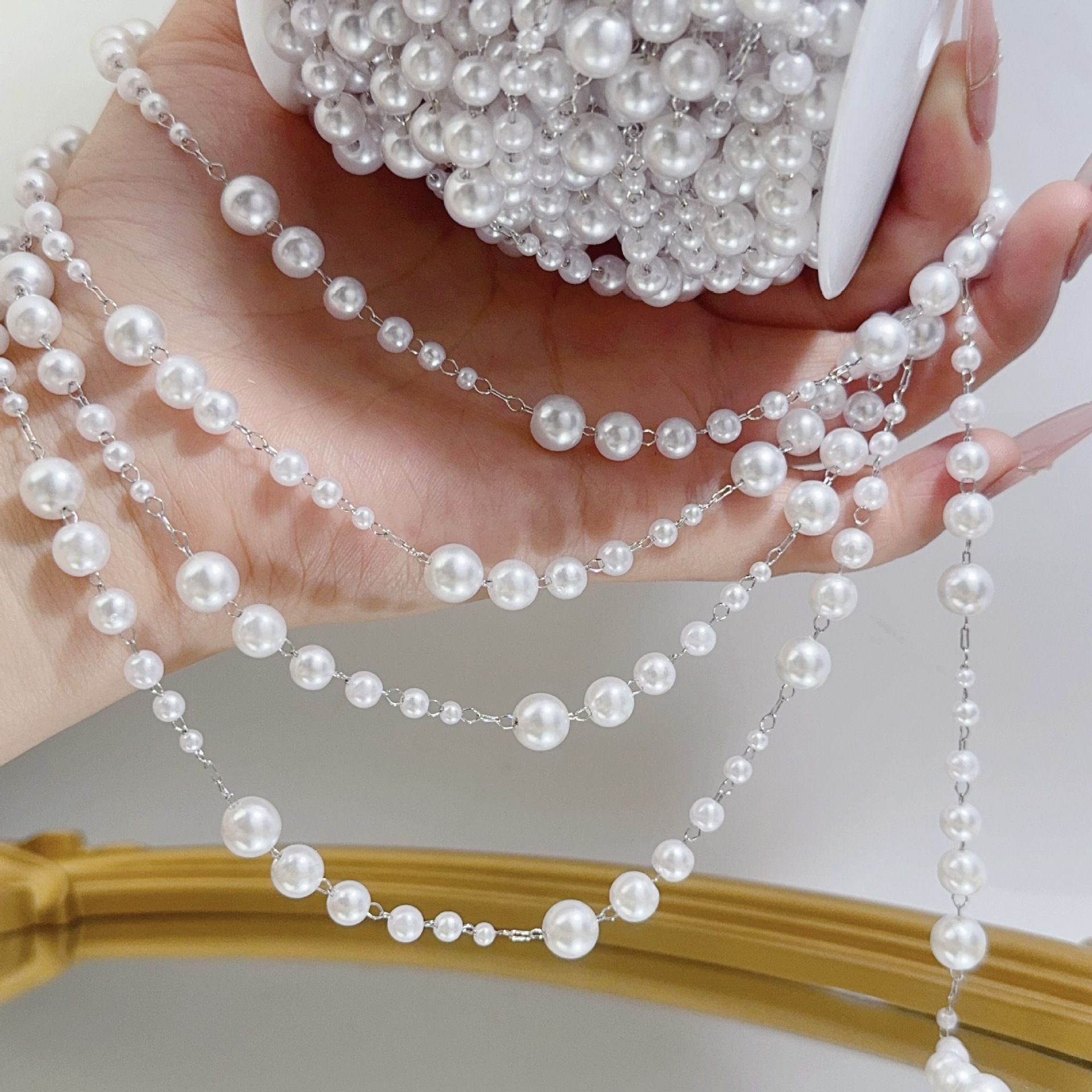 3-8mm Pearl Copper Chain, Anci - Beaded Trim Fringe incelemesi ve fiyatı