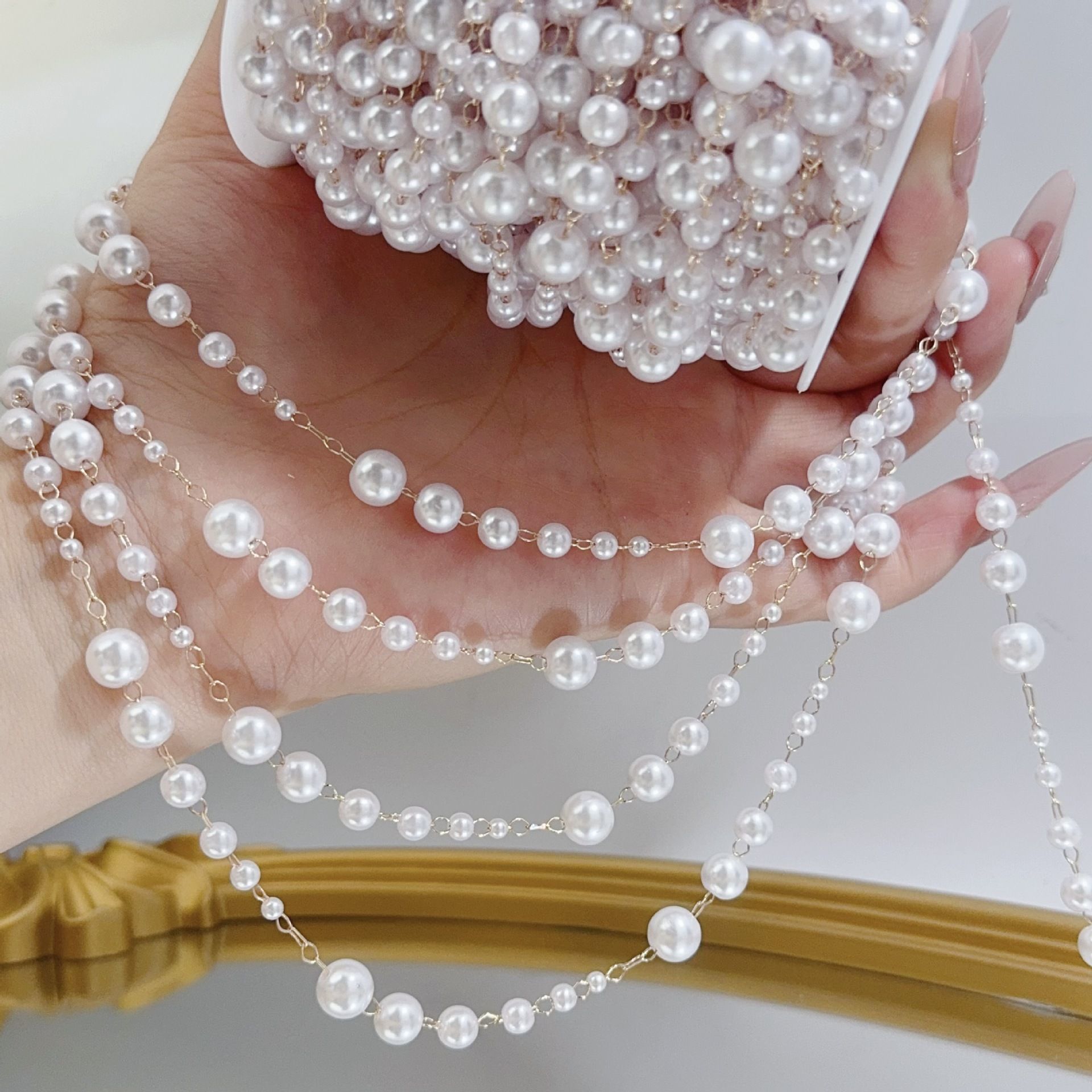 3-8mm Pearl Copper Chain, Anci - Beaded Trim Fringe incelemesi ve fiyatı
