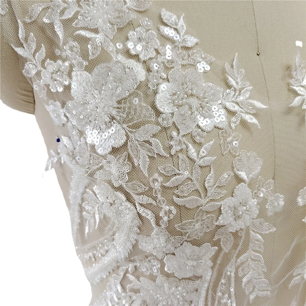 New Beaded Sequins Lace Mirror - Applique Patch Flower incelemesi ve fiyatı